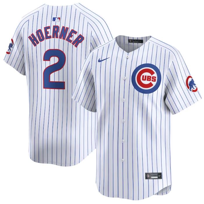 Men's Chicago Cubs #2 Nico Hoerner White 2024 Home Limited Stitched Baseball Jersey